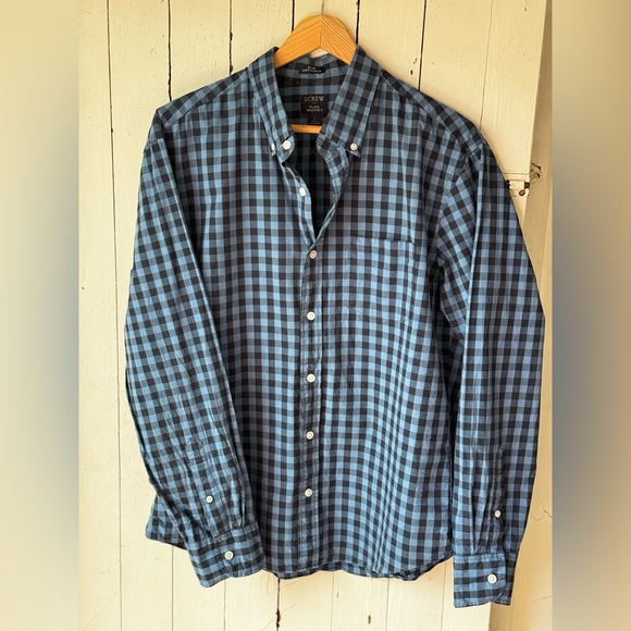 J. Crew blue/black checked slim cut shirt - Picture 1 of 3